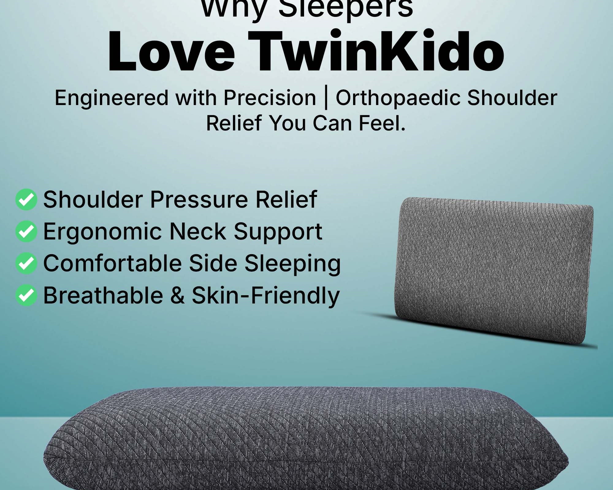 Orthopedic Memory Foam Pillow for Neck Pain – Side View