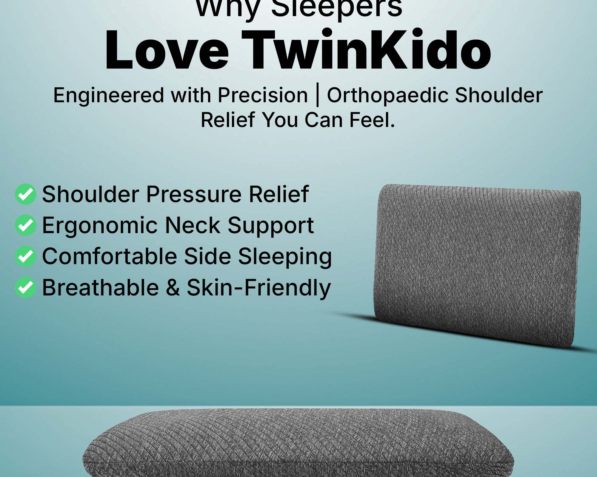 Twinkido memory foam pillow for neck pain