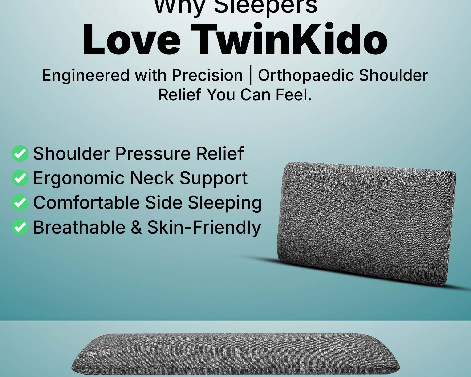 Twinkido memory foam pillow for neck pain