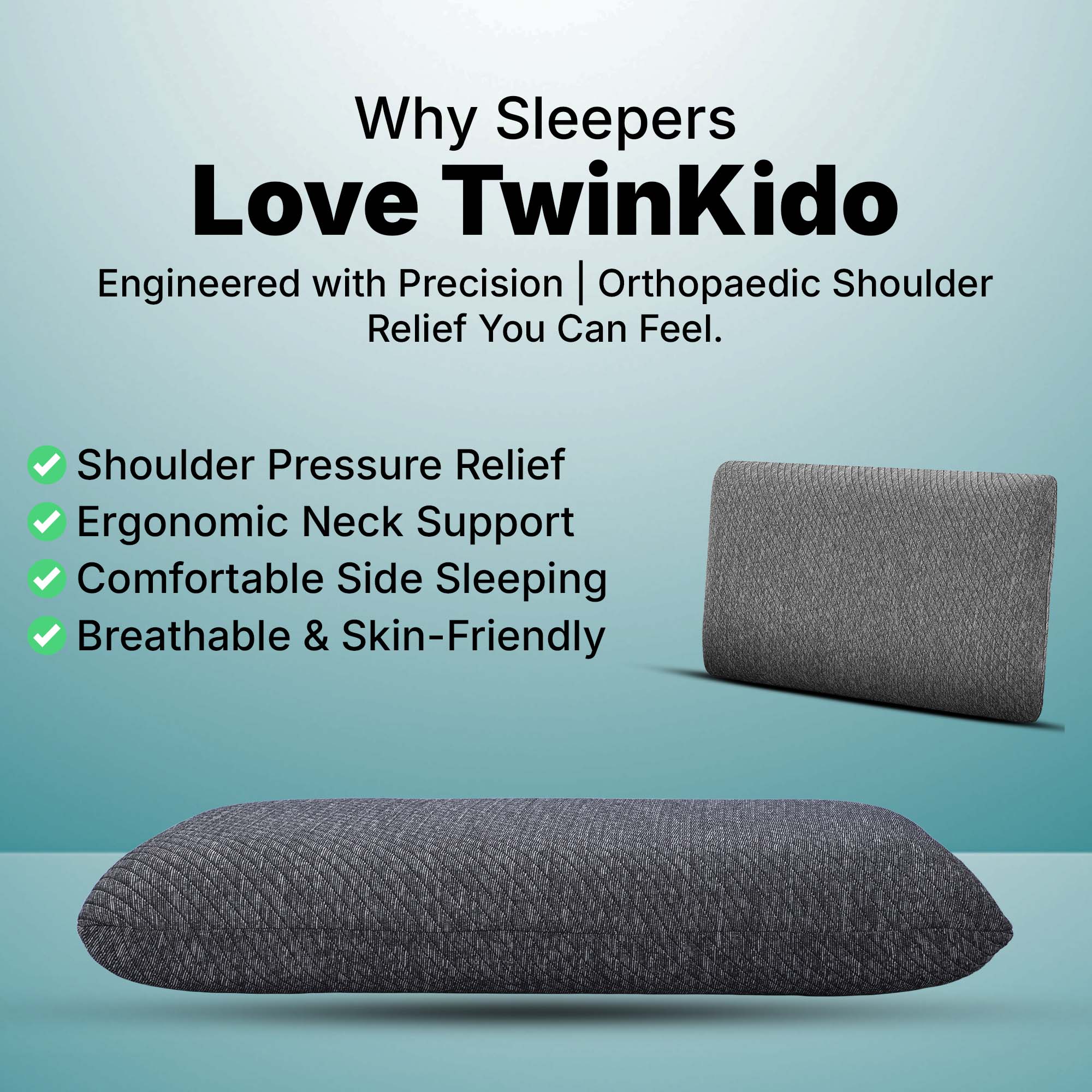 Orthopedic Memory Foam Pillow for Neck Pain – Side View