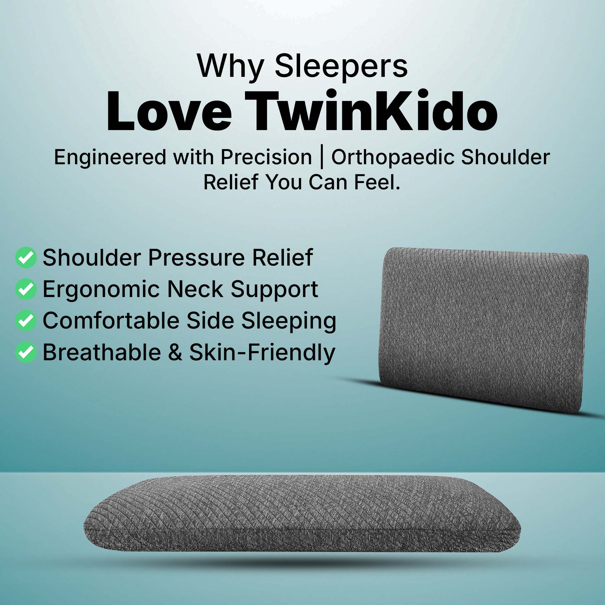 Twinkido memory foam pillow for neck pain