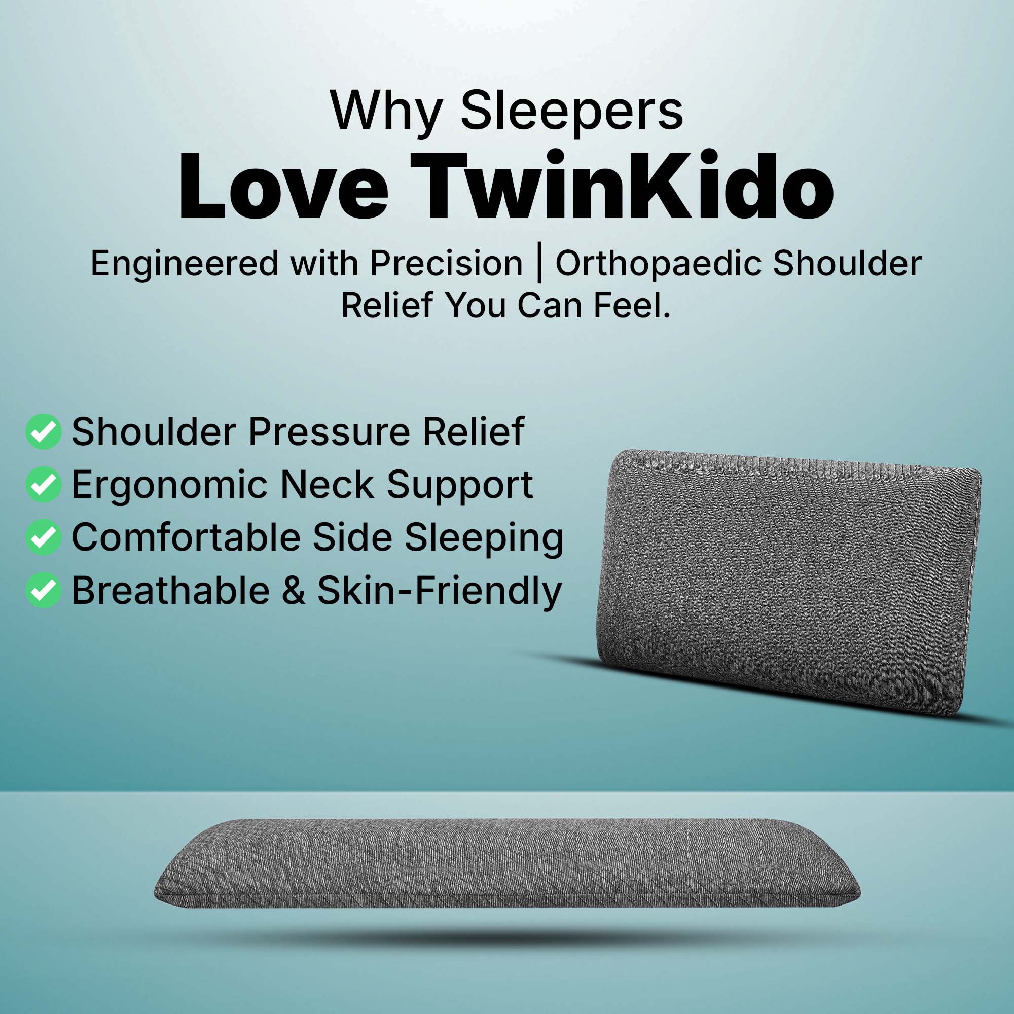 Twinkido memory foam pillow for neck pain